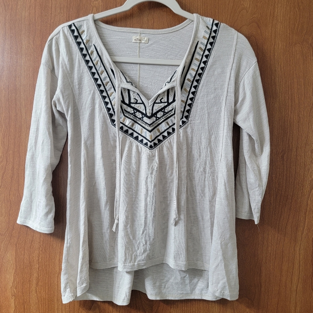 LAST CHANCE Hollister 1/2 Sleeve Beaded Top Y2K Size Small